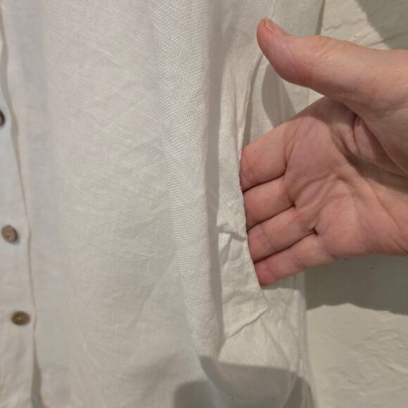 Made in Italy New Collection White Silver Graffiti Linen Button-up Shirt Dress - Picture 6 of 10